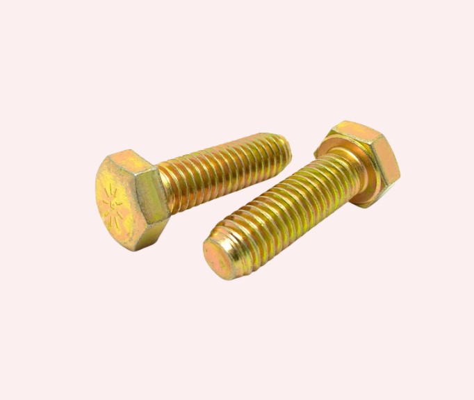 Heavy Duty Brass Hexagonal Bolts Grade 8.8, Oversized High Tensile Hex Head Bolts for Structural Machinery and Heavy Equipment Industrial Applications